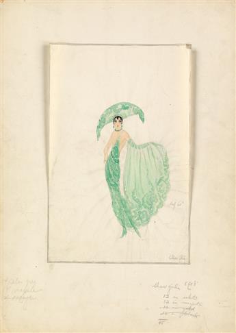 MAX RÉE. Group of 3 watercolor and ink drawings of Jazz Age costume designs.